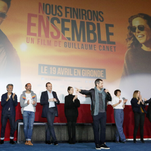 Exclusif - Benoit Magimel, Gilles Lellouche, José Garcia, Marion Cotillard, Guillaume Canet, Joël Dupuch, Valérie Bonneton, Pascale Arbillot, Clémentine Baert, Guest, François Cluzet - Avant-première du film "Nous finirons ensemble" au cinéma CGR Bordeaux Le Français avec l'équipe du film à Bordeaux le 18 avril 2019. La suite du film "Les petits mouchoirs" est sortie en avant-première dans la région avant la sortie nationale. © Patrick Bernard / Jean-Marc Lhomer / Bestimage 