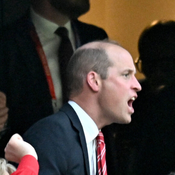 En tout cas, le prince William était à fond. 
Le prince William, prince de Galles assiste au quart de finale entre le Pays de Galles et l'Argentine à Marseille lors de la Coupe du monde de Rugby 2023 le 14 octobre 2023. © Bruno Bebert / Bestimage 