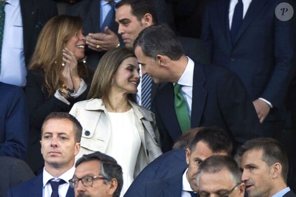 Letizia et Felipe VI d'Espagne s'aiment.
Letizia et Felipe VI d'Espagne lors de la finale de la Coupe du Roi au stade Vicente Calderon à Madrid, entre le FC Barcelone et le FC Séville. © Future-Image via Bestimage