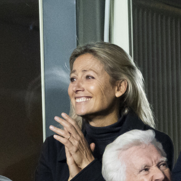 Anne Sophie Lapix - Personnalités à la finale de la coupe du monde de rugby Afrique du Sud / Nouvelle Zélande (12 - 11) au stade de France à Saint-Denis le 28 octobre 2023.