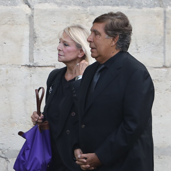 Jean-Pierre Foucault - Obsèques de Mireille Darc en l'église Saint-Sulpice à Paris. Le 1er septembre 2017