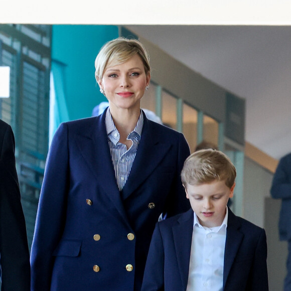 La princesse Charlene, Le prince Jacques de Monaco lors de la finale du tournoi de tennis Masters 1000 de Monte-Carlo à Roquebrune-Cap-Martin, France, le 14 avril 2024. © Claudia Albuquerque/Bestimage 