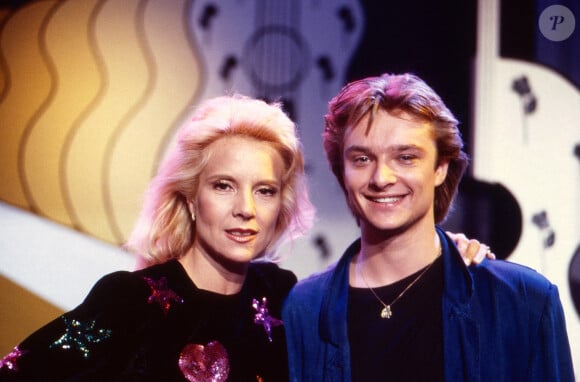 Sylvie Vartan et David Hallyday, chanteurs français, lors d'une émission de télévision en Allemagne vers 1998. Photo par DPA/ABACAPRESS.COM