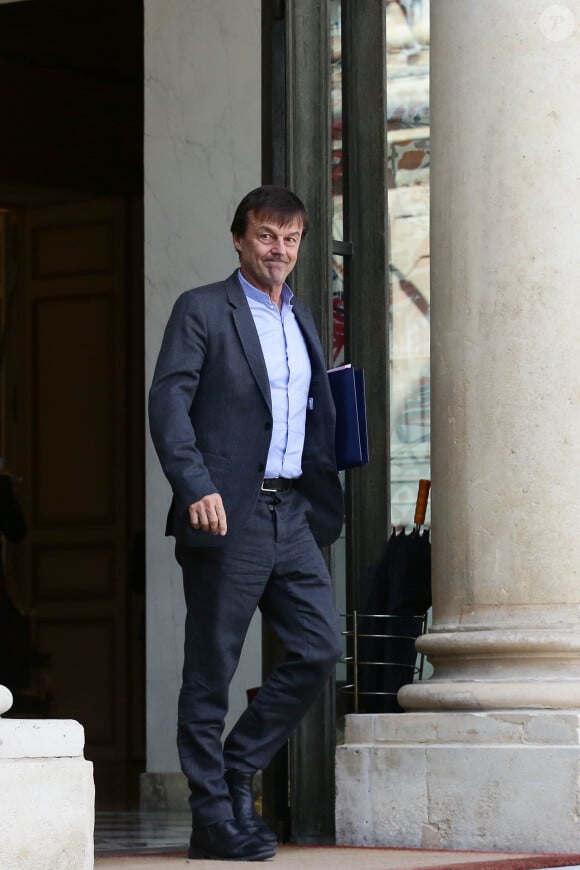 Nicolas Hulot, ministre d'Etat, ministre de la transition écologique et solidaire - Sorties du conseil des ministres du mercredi 4 avril au palais de l'Elysée à Paris © Stéphane Lemouton / Bestimage