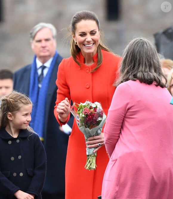 Catherine (Kate) Middleton, duchesse de Cambridge, et la princesse Charlotte de Cambridge en visite au château de Cardiff, Royaume Uni, le 4 juin 2022, à l'occasion du jubilé de platine de la reine d'Angleterre. 