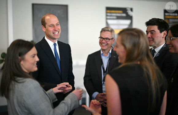 Le prince William, prince de Galles, visite la société Low Carbon Materials à Seaham, le 30 avril 2024. L'entreprise travaille à créer des alternatives de matériaux de construction à faible émission de carbone. 