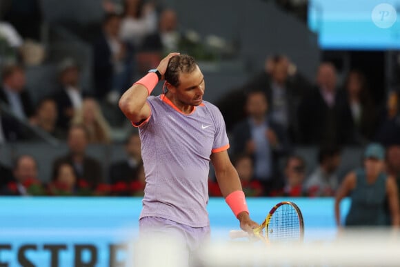 Rafael Nadal (Esp) - Rafael Nadal s'incline en huitième de finale au Tournoi de tennis de Madrid (Mutua Madrid Open) le 30 avril 2024. © Antoine Couvercelle / Panoramic / Bestimage 