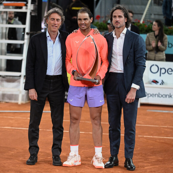 Rafael Nadal, Feliciano Lopez - La famille proche de Rafael Nadal est émue après sa défaite en huitième de finale au Tournoi de tennis de Madrid (Mutua Madrid Open) le 30 avril 2024. 