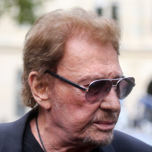 Johnny Hallyday - Arrivées - Obsèques de Mireille Darc en l'église Saint-Sulpice à Paris, France, le 1er septembre 2017. 