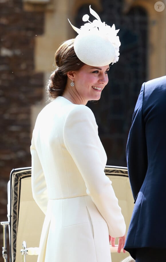 Catherine Kate Middleton, la duchesse de Cambridge - Sorties après le baptême de la princesse Charlotte de Cambridge à l'église St. Mary Magdalene à Sandringham, le 5 juillet 2015. 