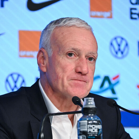 Didier Deschamps annonce la liste des joueurs pour les matches amicaux face à l'Allemagne et au Chili lors d'une conférence de presse à Paris, le 14 mars 2024. © Federico Pestellini / Panoramic / Bestimage 