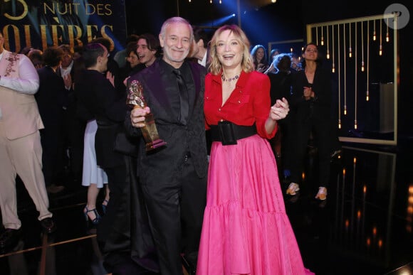 Francis Huster, Molière d'Honneur et Caroline Vigneaux - 35ème cérémonie des Molières aux Folies Bergère à Paris, France, le 6 Mai 2024. © Bertrand Rindoff / Bestimage