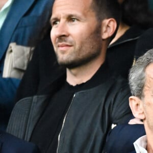 Nicolas Sarkozy - Célébrités dans les tribunes du match de Ligue 1 Uber Eats "PSG-Toulouse" (1-3) au Parc des Princes à Paris le 12 mai 2024.
