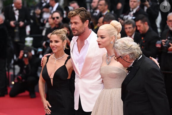Elsa Pataky, Chris Hemsworth, Anya Taylor-Joy et George Miller à l'avant-première  mondiale de "Furiosa : Une saga Mad Max" lors du Festival de Cannes, le 15 mai 2024. Photo: Doug Peters/PA Wire.