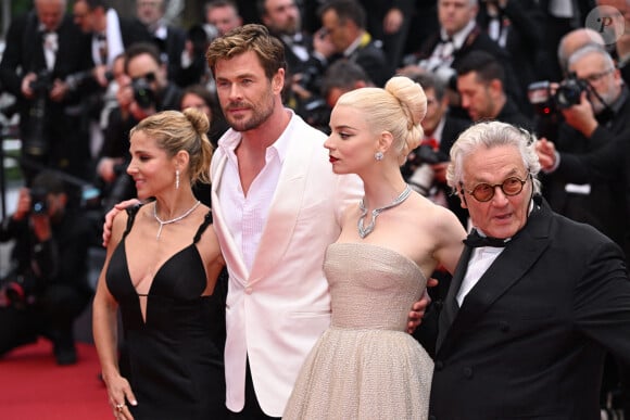 Elsa Pataky, Chris Hemsworth, Anya Taylor-Joy et George Miller à l'avant-première mondiale de "Furiosa : Une saga Mad Max" lors du Festival de Cannes, le 15 mai 2024. Photo: Doug Peters/PA Wire.