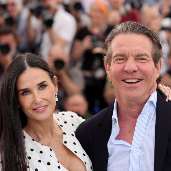 Demi Moore est à l'affiche de "The Substance", aux côtés de Dennis Quaid et Margareth Qualley

Demi Moore, Dennis Quaid - Photocall du film "The Substance" lors du 77ème Festival International du Film de Cannes le 20 mai 2024. Moreau-Jacovides/Bestimage