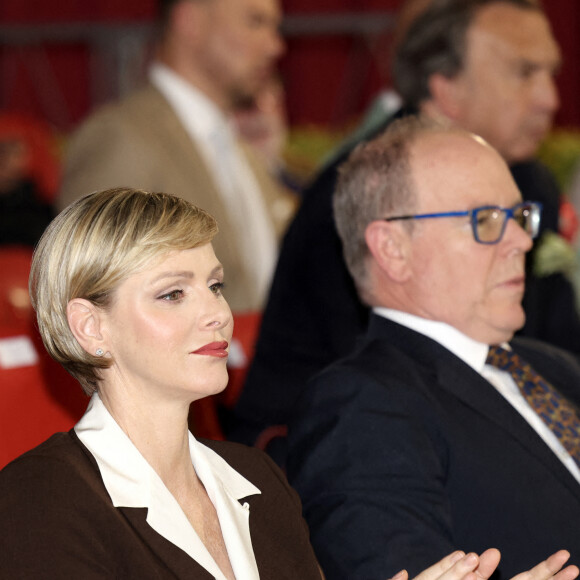 Le prince Albert II de Monaco et la princesse Charlène de Monaco lors de la remise des prix de l'Exposition Canine Internationale 2024, organisée par la Société Canine de Monaco et le Monaco Kennel Club, dans le quartier de Fonvieille. Monaco, le 4 mai 2024. © Claudia Albuquerque/Bestimage