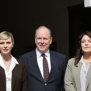 Le prince Albert II de Monaco et la princesse Charlène de Monaco, Mélanie-Antoinette de Massy, lors de la remise des prix de l'Exposition Canine Internationale 2024, organisée par la Société Canine de Monaco et le Monaco Kennel Club, dans le quartier de Fonvieille. Monaco, le 4 mai 2024. © Claudia Albuquerque/Bestimage