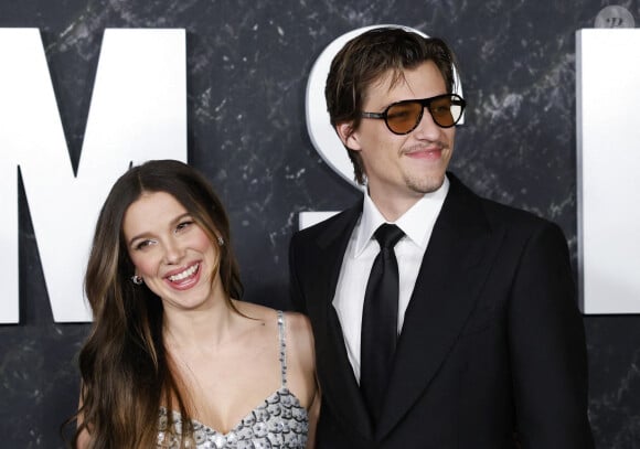 Millie Bobby Brown et Jake Bongiovi arrivent sur le tapis rouge de la première new-yorkaise de "Damsel" de Netflix au Paris Theater le 1er mars 2024 à New York. John Angelillo/UPI/ABACAPRESS.COM