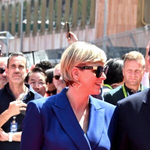 La princesse Charlène de Monaco et le prince Albert II de Monaco pendant les hymnes lors du Grand Prix de Formule 1 (F1) de Monaco, le 26 mai 2024. © Bruno Bebert/Bestimage