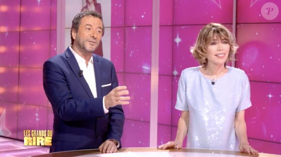 Première émission "Les Grands du Rire" présentée par Bernard Montiel et Isabelle Morizet et diffusée le 1er juin sur C8 avec comme invitée Anne Roumanoff.