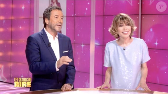 Première émission "Les Grands du Rire" présentée par Bernard Montiel et Isabelle Morizet et diffusée le 1er juin sur C8 avec comme invitée Anne Roumanoff.