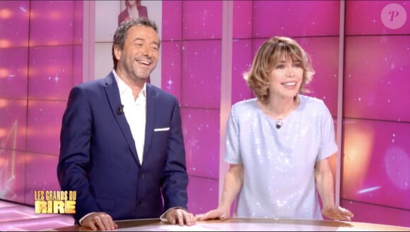 Première émission "Les Grands du Rire" présentée par Bernard Montiel et Isabelle Morizet et diffusée le 1er juin sur C8 avec comme invitée Anne Roumanoff.