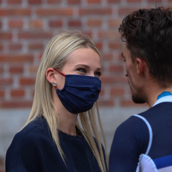 Le Français Julian Alaphilippe et Marion Rousse lors des Championnats du Monde Route UCI 2021, course sur route Hommes Elite, le 26 septembre 2021. Laurent Lairys/ABACAPRESS.COM