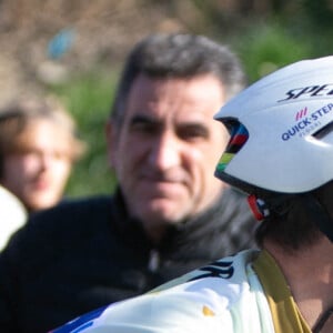 Julian Alaphilippe de l'équipe Quick-Step Alpha Vinyl et Marion Rousse lors du Tour de la Provence 2022, étape Manosque - Montagne de Lure (169,1 Km) le 13 février 2022 à Lure. Laurent Lairys/ABACAPRESS.COM