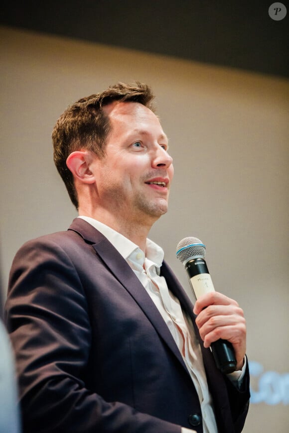 Le candidat tête de liste Les Républicains (LR) pour les élections européennes François-Xavier Bellamy lors d'une réunion publique pour la campagne des élections européennes à Saint-Malo, en Ille-et-Vilaine, le 17 mai 2024. Yannick Billioux/ABACAPRESS.COM