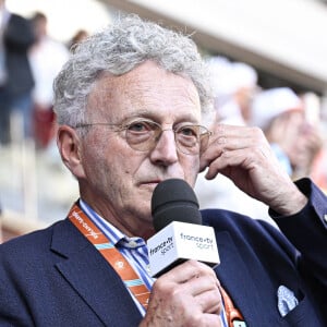 Nelson Monfort pendant les Internationaux de France, tournoi de tennis du Grand Chelem, le 6 juin 2023 au stade Roland Garros à Paris. Victor Joly/ABACAPRESS.COM