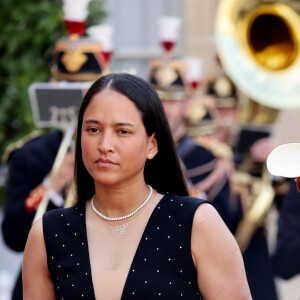 Helen Lasichanh et son mari Pharrell Williams - Dîner d'état en l'honneur du président des Etats-Unis et sa femme au palais de l'Elysée à Paris, à l'occasion de leur visite officielle en France. Le 8 juin 2024 © Jacovides-Moreau / Bestimage 