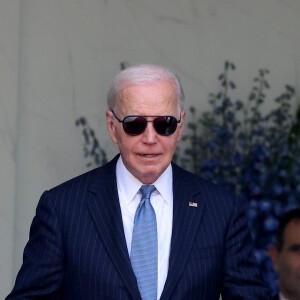 Joe Biden sur le parvis du palais de l'Elysée à Paris, à l'issue de l'entretien bilatéral, à l'occasion de la visite du président américain en France. Le 8 juin 2024 © Jacovides-Moreau / Bestimage 