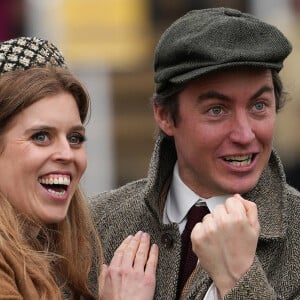 La princesse Beatrice d'York et son mari Edoardo Mapelli Mozzi - Les membres de la famille royale d'Angleterre assistent au Cheltenham Festival, les courses de Cheltenham - jour 3 le 14 mars 2024. 