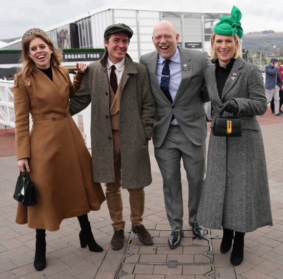 La princesse Beatrice d'York, son mari Edoardo Mapelli Mozzi avec Zara et Mike Tindall - Les membres de la famille royale d'Angleterre assistent au Cheltenham Festival, les courses de Cheltenham - jour 3 le 14 mars 2024. 