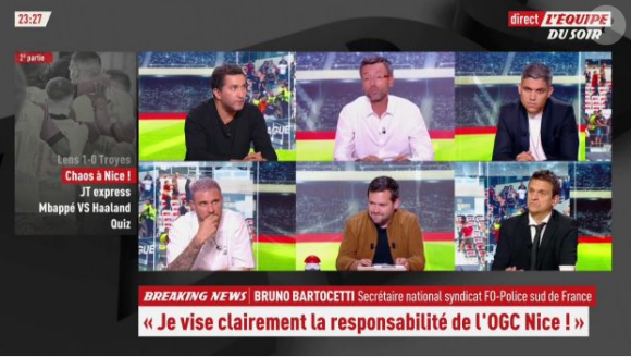 Olivier Menard, présentateur de "L'Equipe du soir" diffusée sur la chaîne L'Equipe.