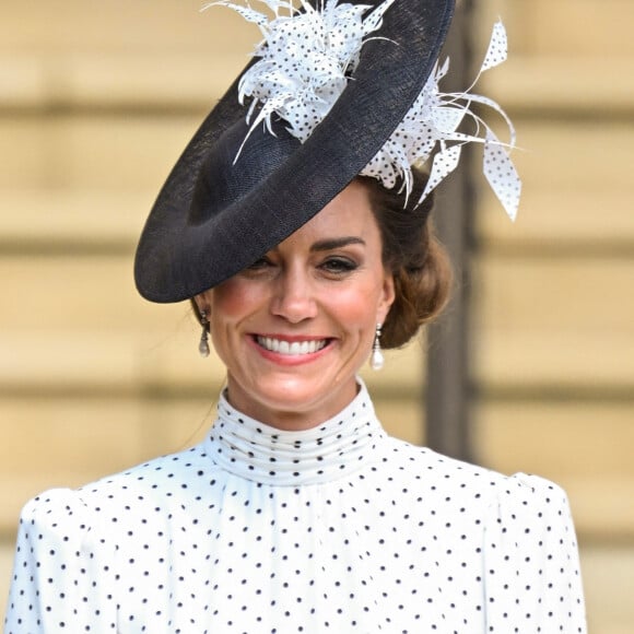 Catherine (Kate) Middleton, princesse de Galles, lors du service annuel de l'ordre de la jarretière à la chapelle St George du château de Windsor, le 19 juin 2023. 