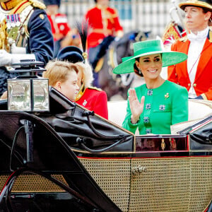 Kate Catherine Middleton, princesse de Galles, le prince George de Galles - La famille royale d'Angleterre lors du défilé "Trooping the Colour" à Londres. Le 17 juin 2023 