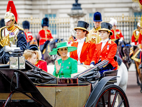 Kate Catherine Middleton, princesse de Galles, le prince George de Galles - La famille royale d'Angleterre lors du défilé "Trooping the Colour" à Londres. Le 17 juin 2023 