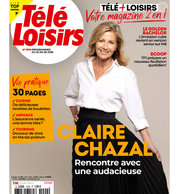 La journaliste de France Télévisions était à l'honneur dans le dernier numéro de Télé Loisirs
Claire Chazal à l'honneur dans le magazine "Télé Loisirs" du 17 juin 2024