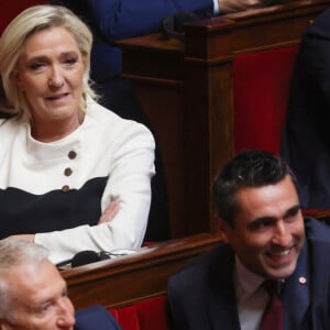 Marine Le Pen - Le président ukrainien Volodymyr Zelensky prononce un discours à l'Assemblée nationale, à Paris, France, le 7 juin 2024. © Stéphane Lemouton / Bestimage 