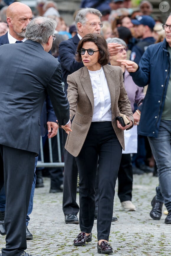 Rachida Dati, ministre de la Culture - Arrivées aux obsèques de l'auteure-compositrice-interprète et actrice française Françoise Hardy au cimetière du Père-Lachaise à Paris, France, le 20 juin 2024. © Jacovides-Moreau/Bestimage 