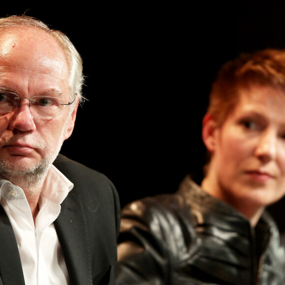 Laurent Joffrin, Natacha Polony - Grande réunion publique à l'initiative du magazine Marianne à la Maison de la Mutualité sur le théme "Peut-on encore débattre en France ?" à Paris le 20 Octobre 2015. © Dominique Jacovides / Bestimage