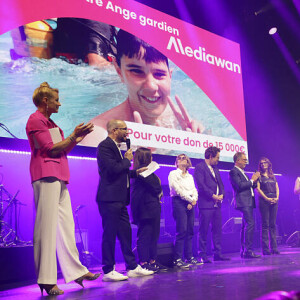 Elodie Gossuin et Nicolas Rossignol à la soirée de gala "Tous les talents chantent contre le cancer" pour l'association "Tout le monde contre le cancer" à l'Olympia, Paris, le 20 juin 2024