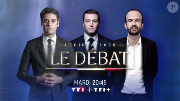 TF1 a remanié sa grille en urgence pour proposer un débat entre Gabriel Attal, Jordan Bardella et Manuel Bompard
Affiche promotionnelle de "Législatives : Le débat" sur TF1