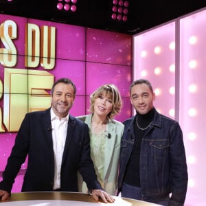 Exclusif - Isabelle Morizet (Karen Cheryl), Bernard Montiel et Jean-Baptiste Guegan - Enregistrement de l'émission "Les Grands du Rire", présentée par B.Montiel et K.Cheryl (I.Morizet), et diffusée le 29 juin sur C8. Le 18 décembre 2023 © Cédric Perrin / Bestimage