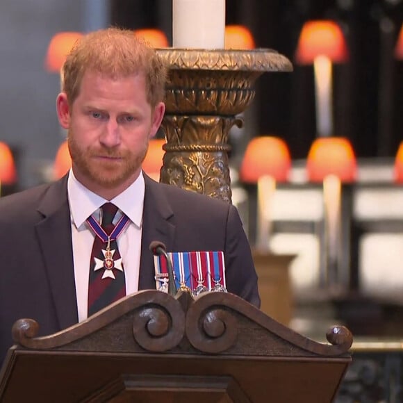 Le prince Harry, duc de Sussex lors de la célébration du 10ème anniversaire des Invictus Games, en la cathédrale Saint-Paul à Londres, Royaume Uni, le 8 mai 2024.