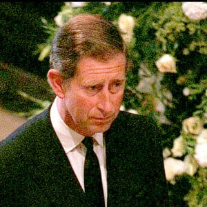 Le Prince Charles et le prince Harry aux funérailles de la princesse Diana, Westminster Abbey.