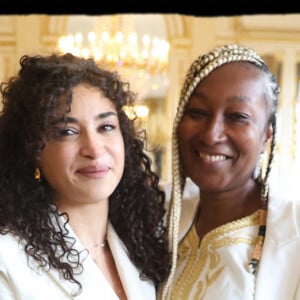 Nadège Beausson-Diagne - Remise par la ministre de la Culture Rachida Dati des insignes de Chevalier des Arts et Lettres à l'autrice-compositrice-interprète française Camélia Jordana dans le Salon Jérôme et Salon des Maréchaux au ministère de la Culture, à Paris, France, le 1er juillet 2024. © Alain Guizard