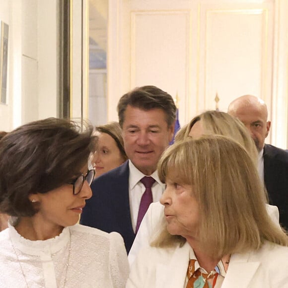 Chantal Goya leve par Rachida Dati, ministre de la Culture, au grade de commandeur de l'ordre des Arts et Lettres. Sur la photo : Christian Estrosi, Chantal Goya, Rachida Dati. Paris, Ministere de la Culture. 2 juillet 2024. Photo by Alain Guizard/ABACAPRESS.COM